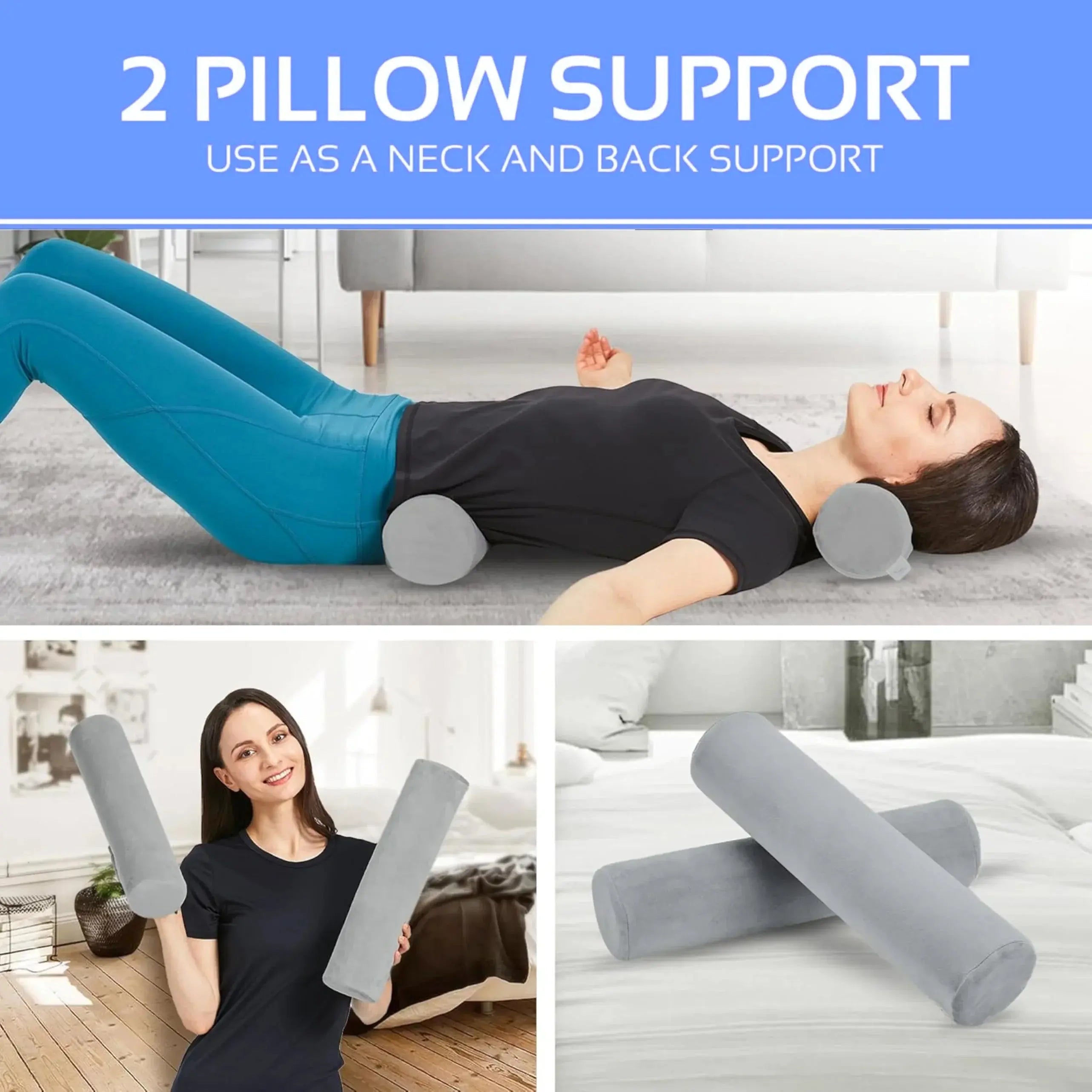 Bolster Neck Roll Pillow Set