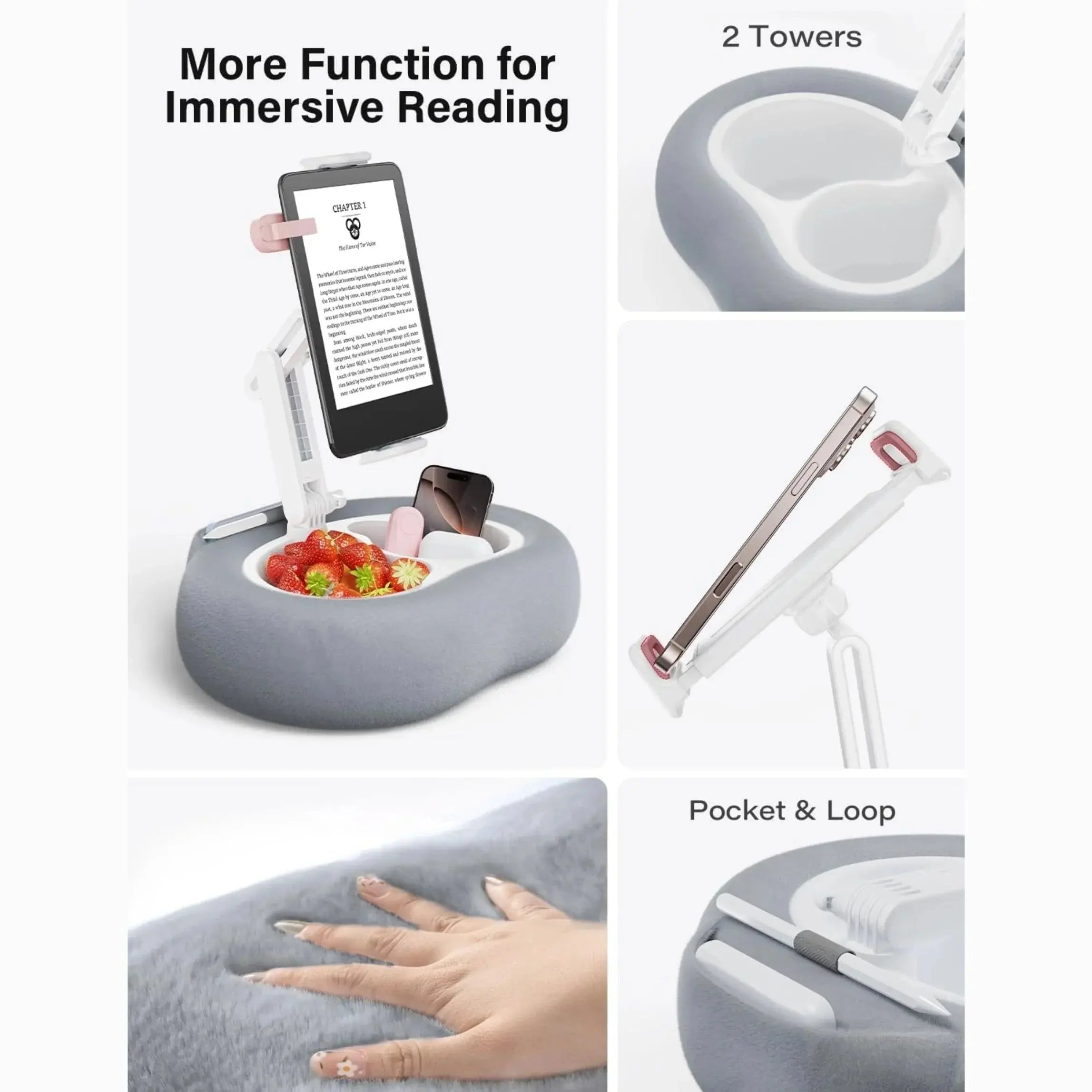 Dual Tray Tablet Bed Pillow