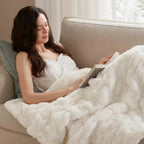 Ruched Microfiber Faux Fur Blanket