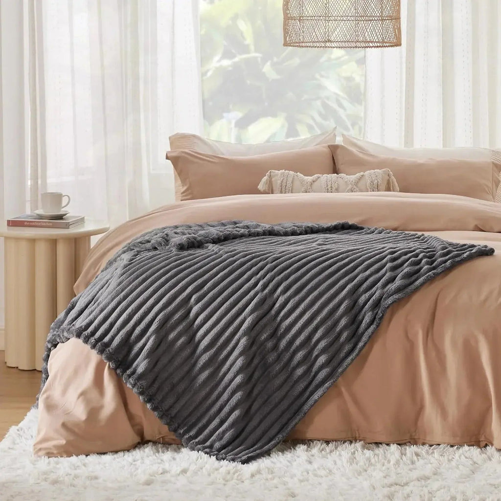 Plaid Faux Fur Blanket