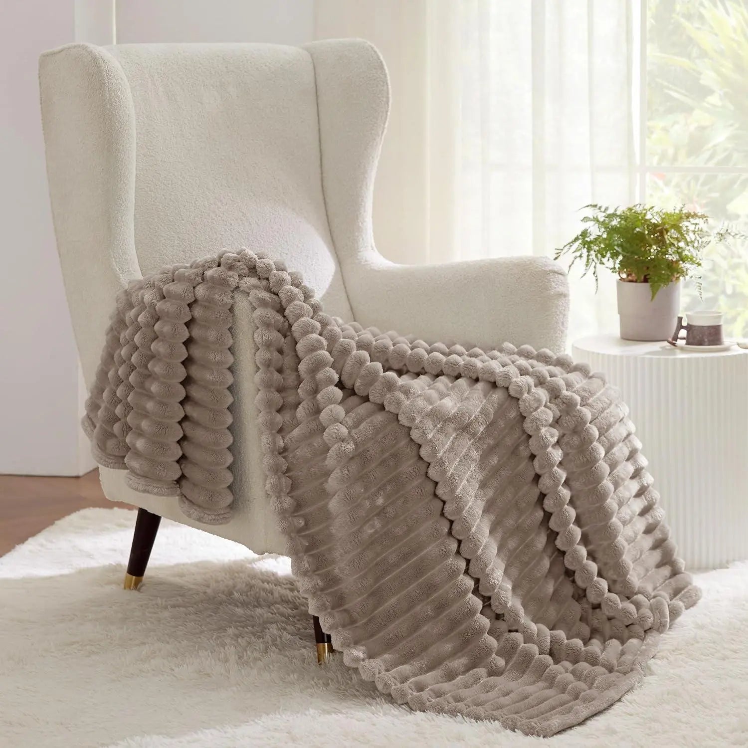 Plaid Faux Fur Blanket