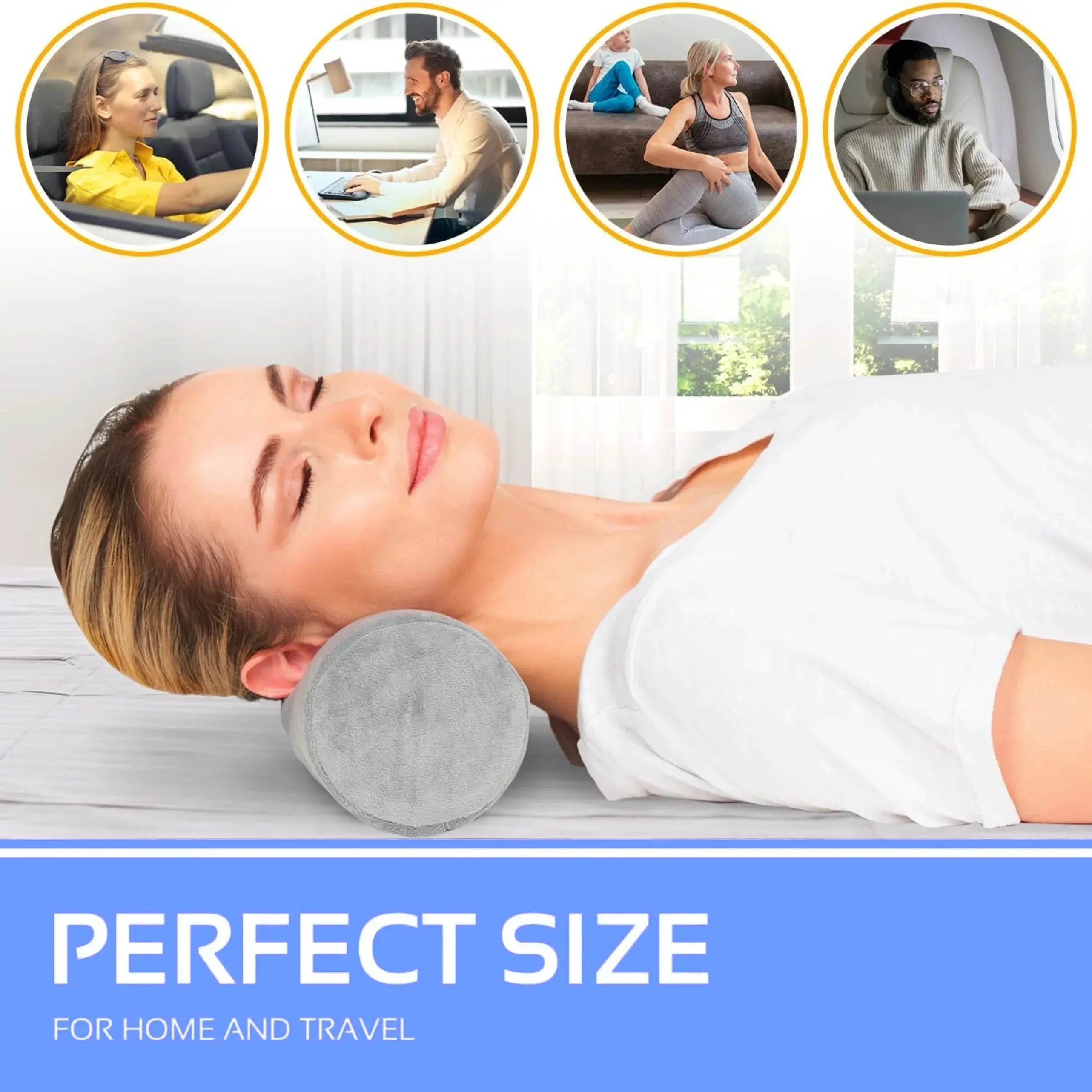 Bolster Neck Roll Pillow Set