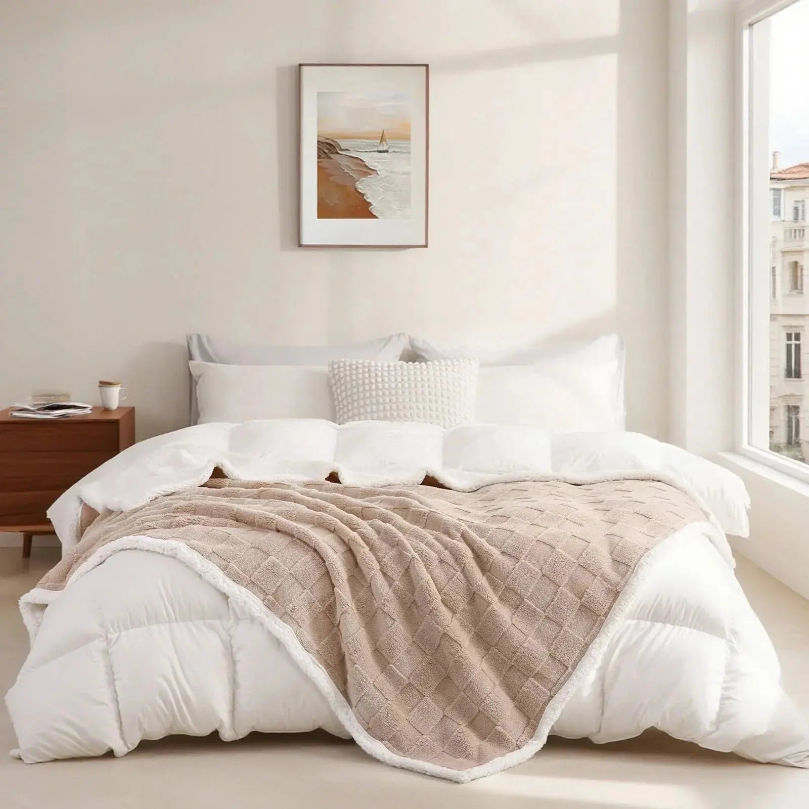 Sherpa Flannel Blanket for Bed