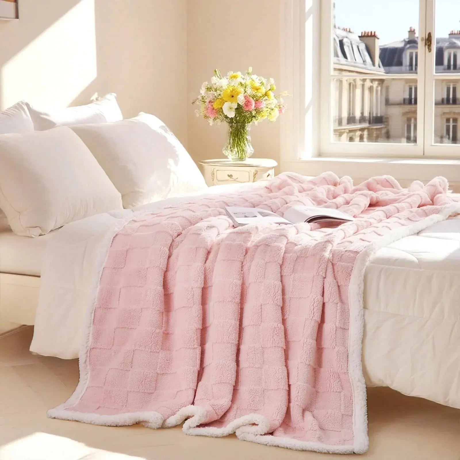 Sherpa Flannel Blanket for Bed