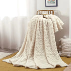Ruched Microfiber Faux Fur Blanket