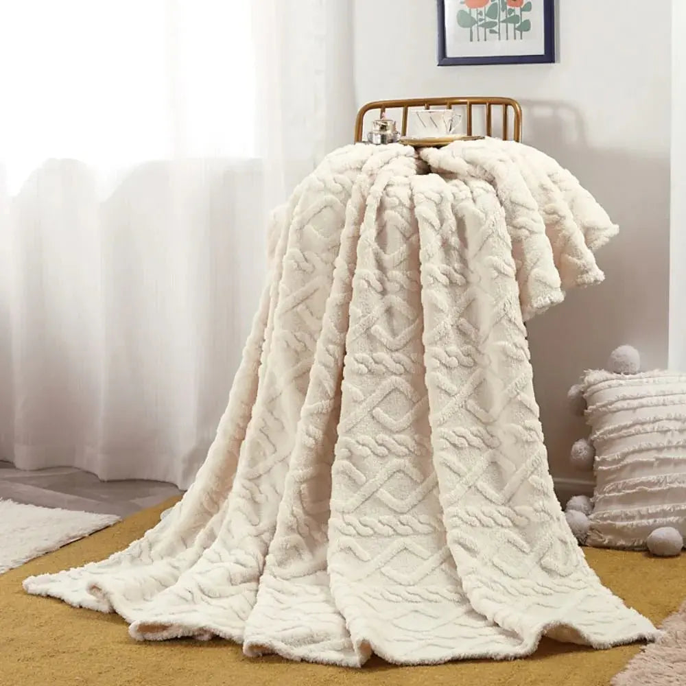Ruched Microfiber Faux Fur Blanket