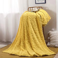 Ruched Microfiber Faux Fur Blanket