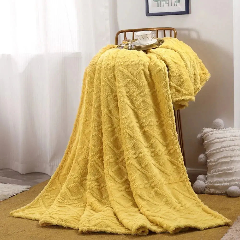 Ruched Microfiber Faux Fur Blanket