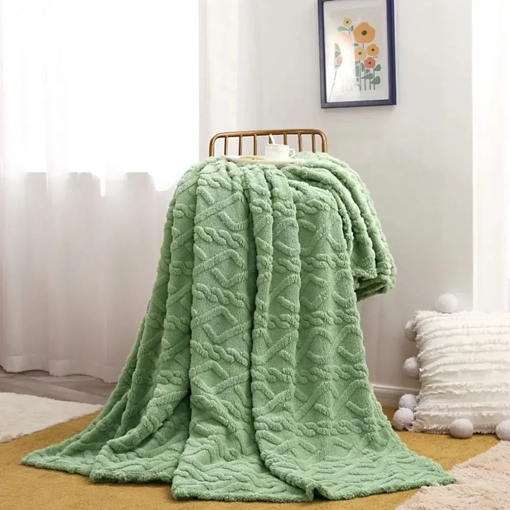 Ruched Microfiber Faux Fur Blanket