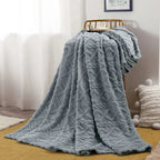 Ruched Microfiber Faux Fur Blanket