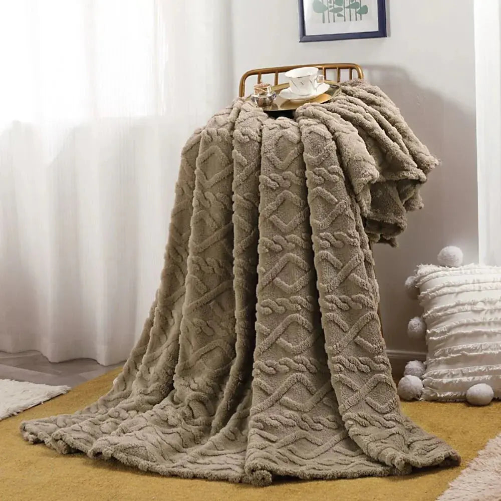 Ruched Microfiber Faux Fur Blanket
