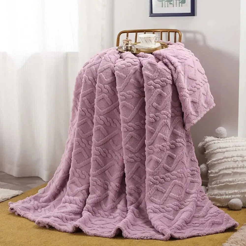 Ruched Microfiber Faux Fur Blanket