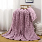 Ruched Microfiber Faux Fur Blanket
