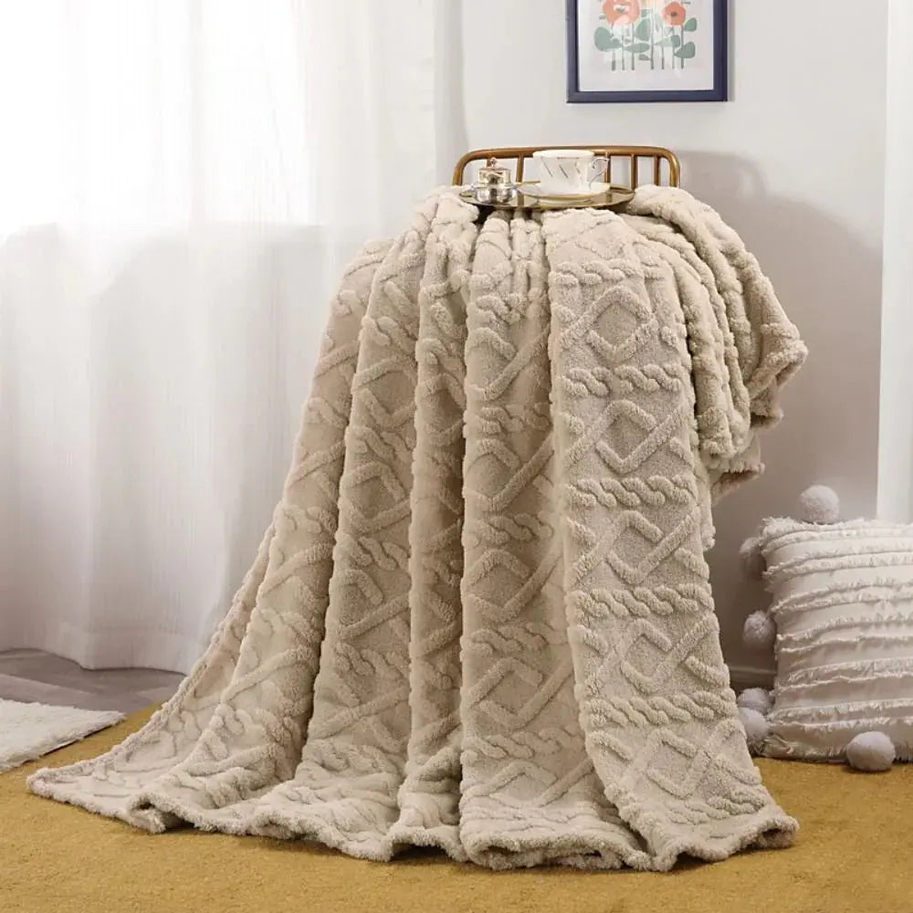 Ruched Microfiber Faux Fur Blanket