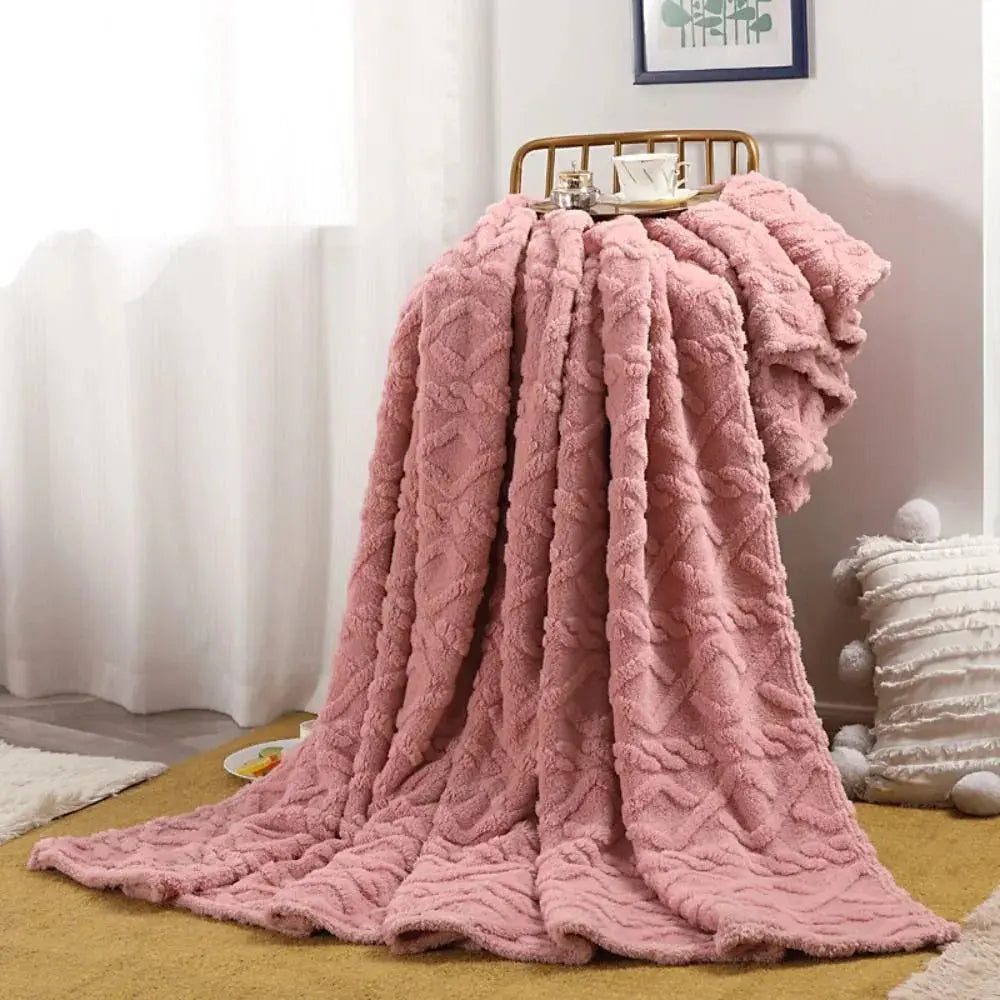 Ruched Microfiber Faux Fur Blanket