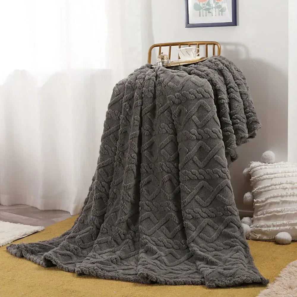 Ruched Microfiber Faux Fur Blanket