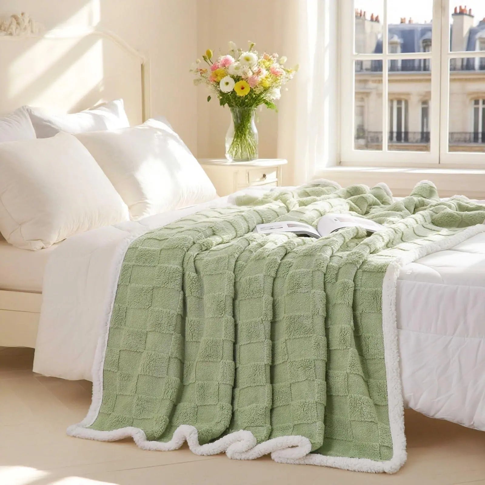 Sherpa Flannel Blanket for Bed