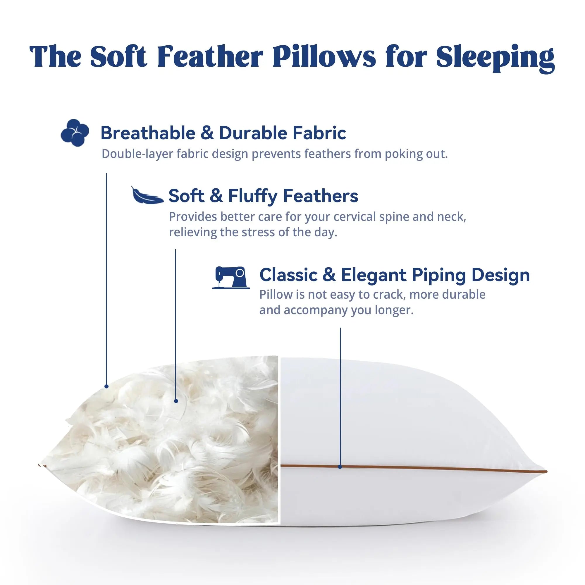 Goose Feather Down Pillow Set