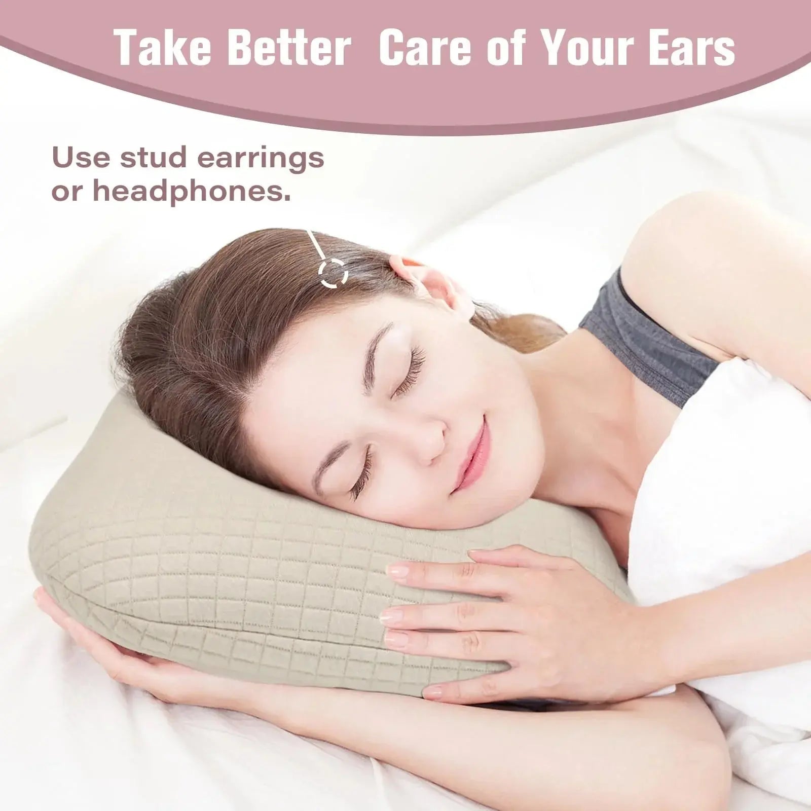 Round Cotton Ear Bed Pillow