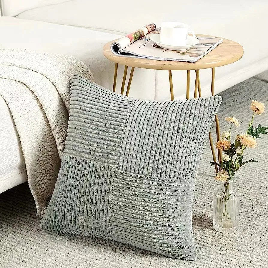 Corduroy Patchwork Throw Pillow Cover