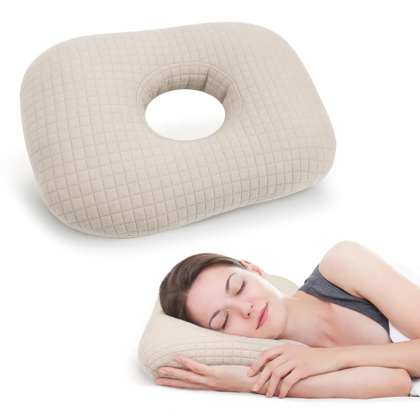 Round Cotton Ear Bed Pillow