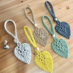 Boho Macrame Curtain Tiebacks, cotton thread on a wooden bead