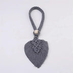 Boho Macrame Curtain Tiebacks, hand braided macrame with leaf detail