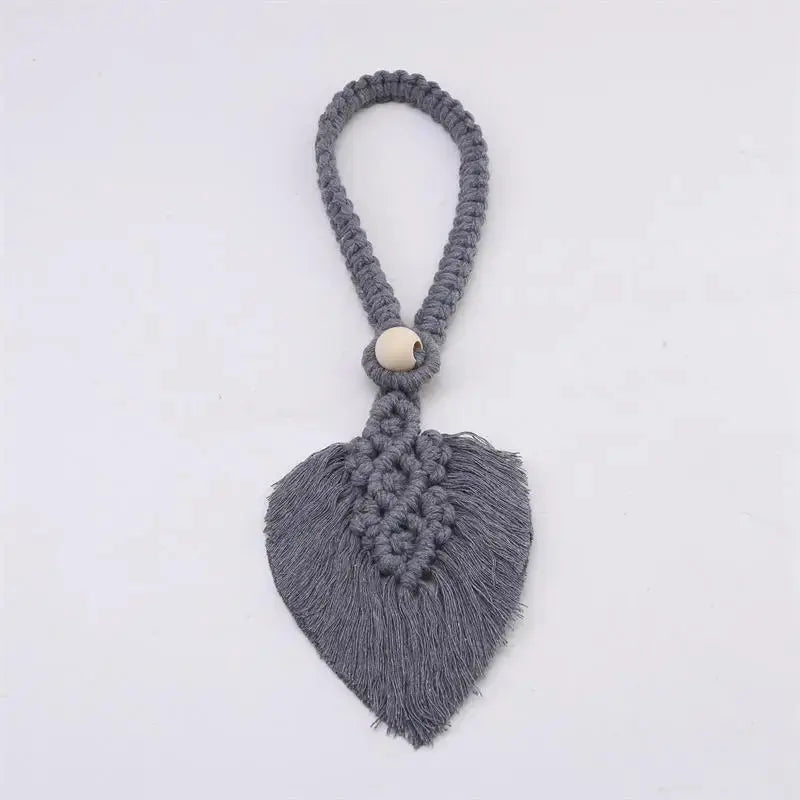 Boho Macrame Curtain Tiebacks, hand braided macrame with leaf detail