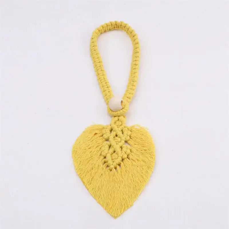 Boho Macrame Curtain Tiebacks, pair, fits standard curtain weights