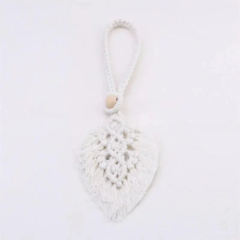 Boho Macrame Curtain Tiebacks, hand braided macrame with leaf detail