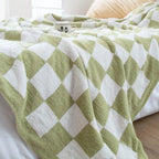 Checkered Flannel Fleece Blanket, flannel fleece, velvety on both faces