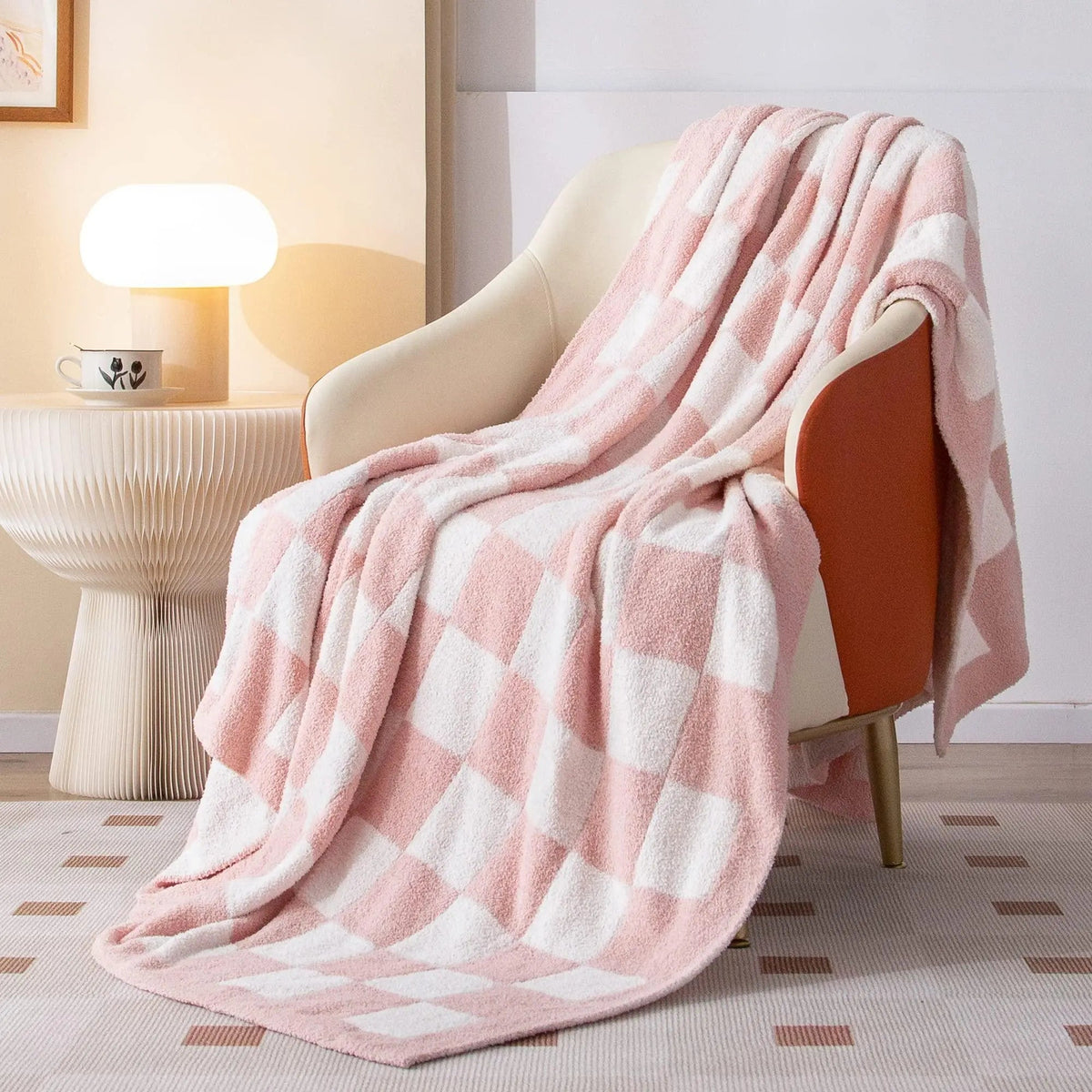 Checkered Flannel Fleece Blanket, flannel fleece, velvety on both faces