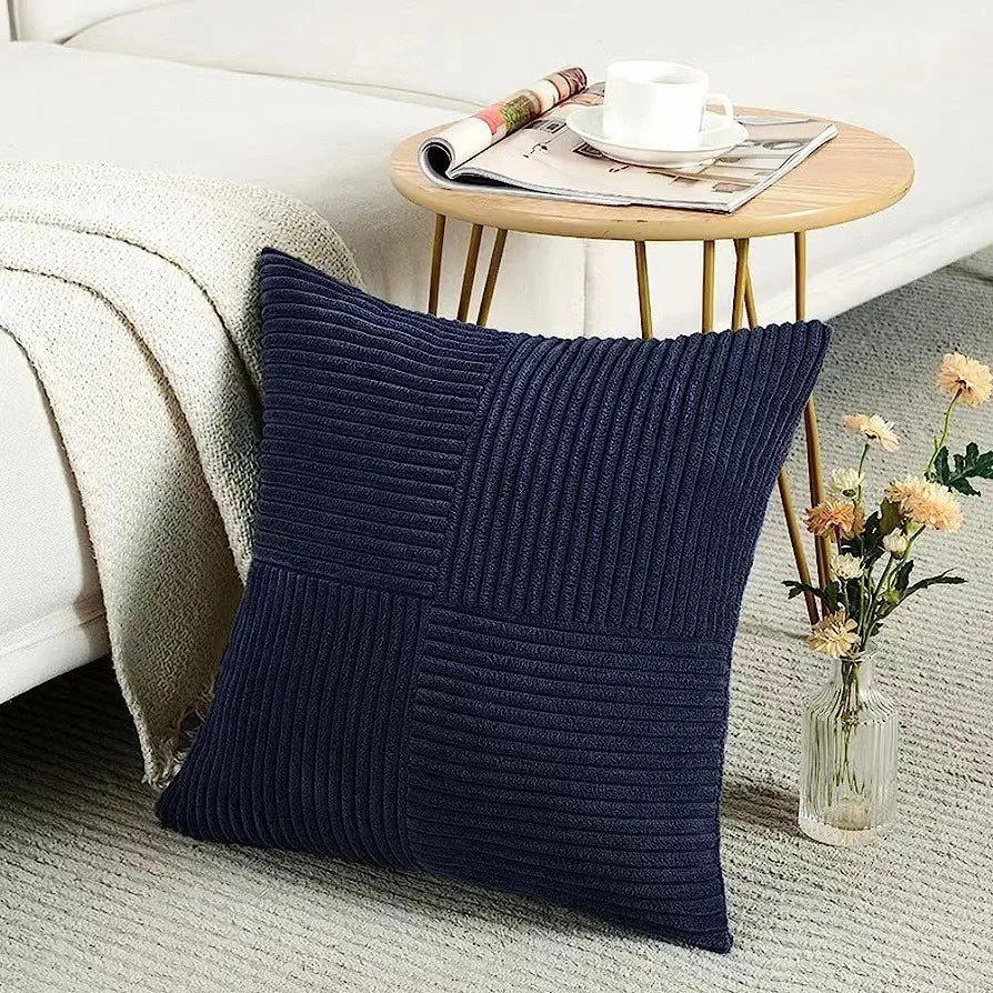 Corduroy Patchwork Throw Pillow Cover, insert included, no extra purchase