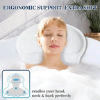 Ergonomic Air Mesh Bath Pillow, with a contoured profile