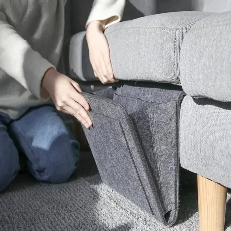 Felt Hanging Bedside Storage Bag, structured felt keeps pockets open