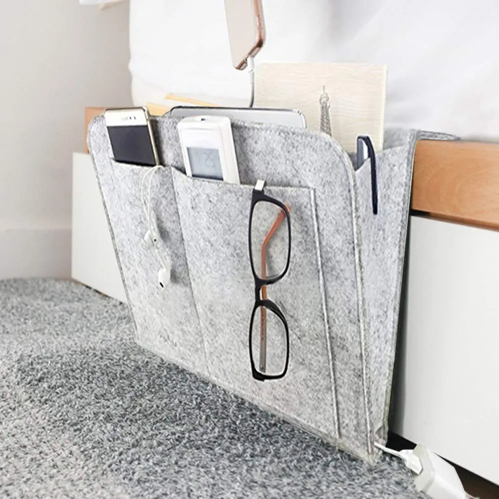 Felt Hanging Bedside Storage Bag, structured felt keeps pockets open