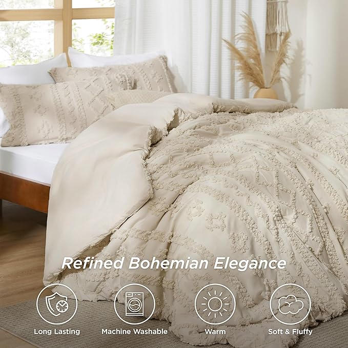 Tufted Boho Comforter Cover Set