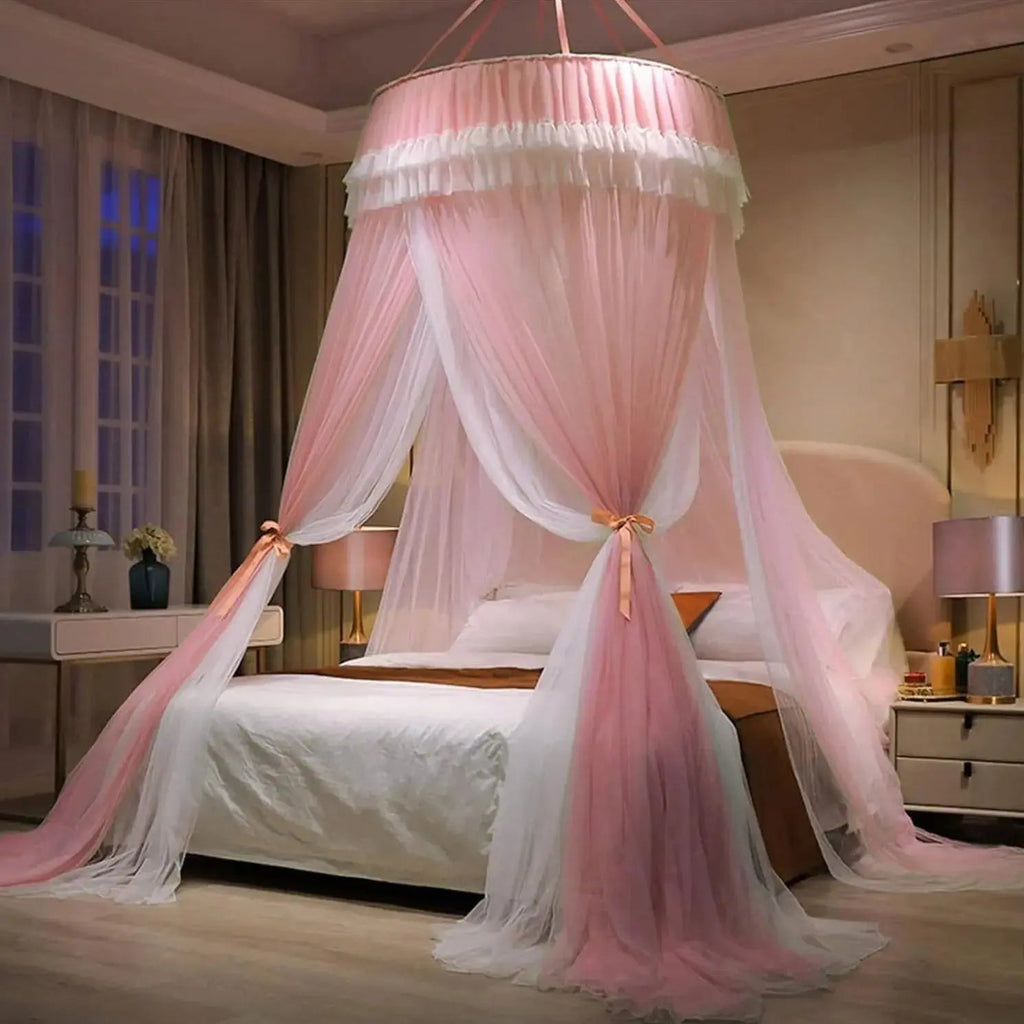 Pink Bed Canopy for Girls, six sizes from a toddler bed to a king