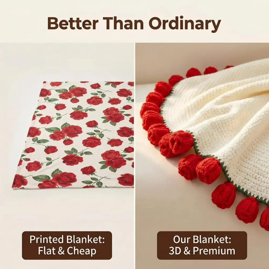 Crochet Flower Bouquet Blanket, soft knitted construction, breathable