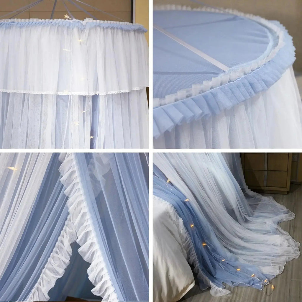 Pink Bed Canopy for Girls, breathable cotton mesh, not synthetic