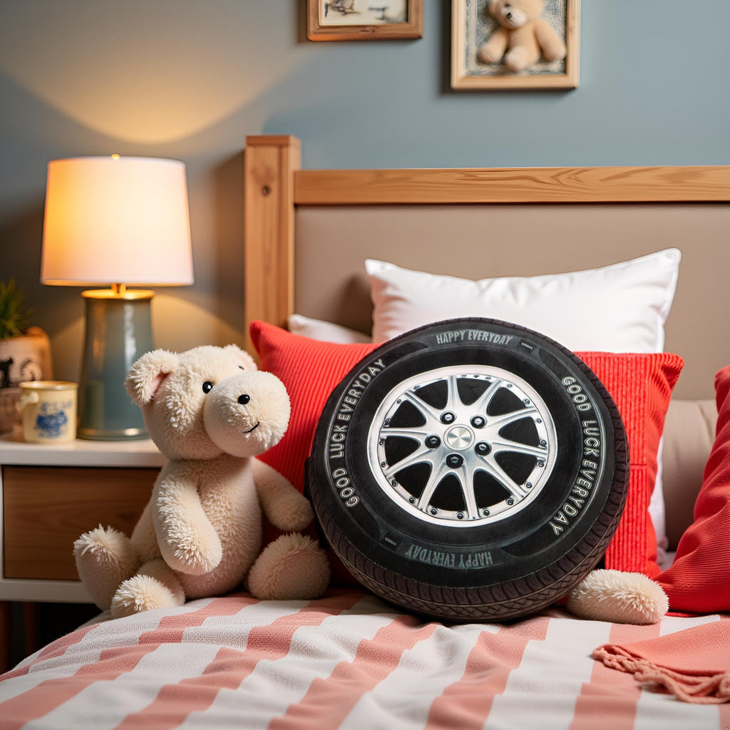 Plush Tire Shaped Throw Pillow
