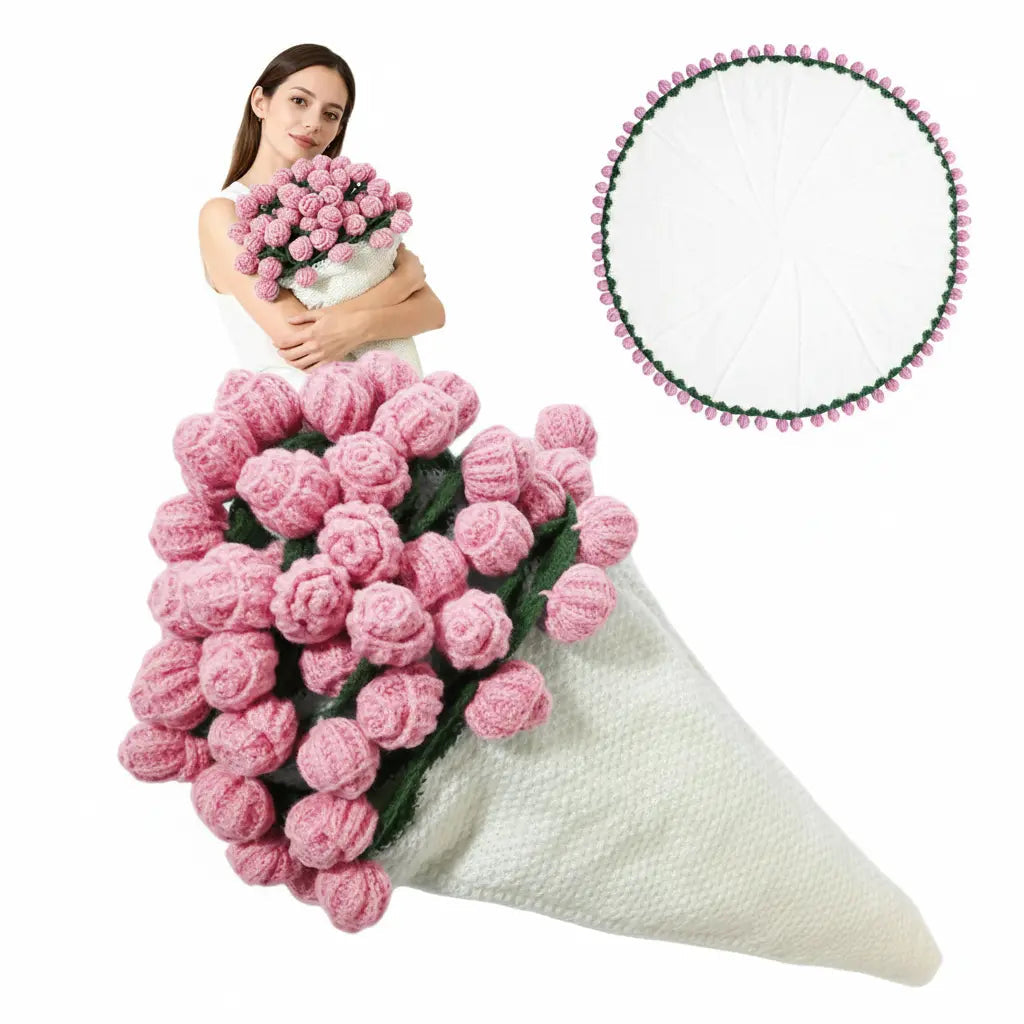 Crochet Flower Bouquet Blanket, three diameters up to 59 inches