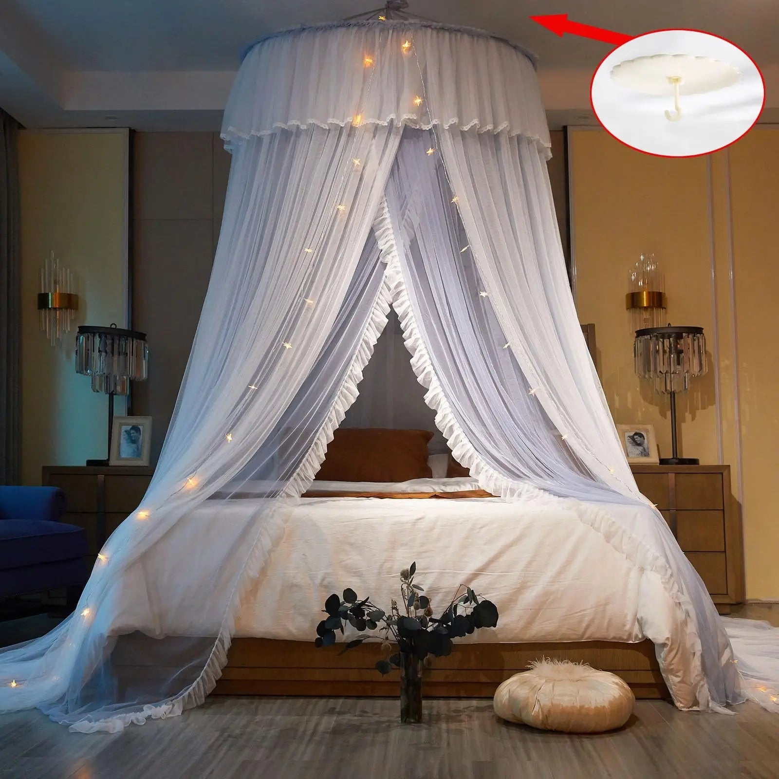 Pink Bed Canopy for Girls, breathable cotton mesh, not synthetic