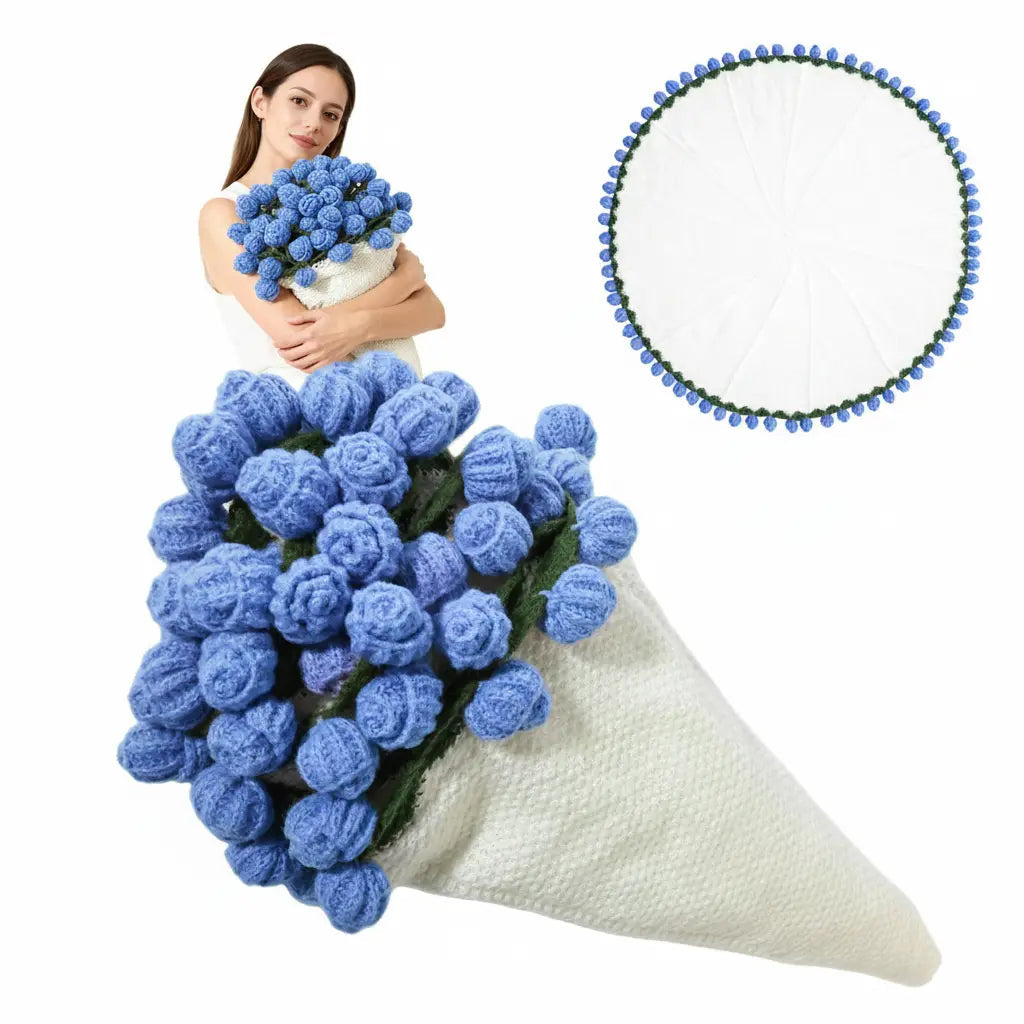 Crochet Flower Bouquet Blanket, soft knitted construction, breathable