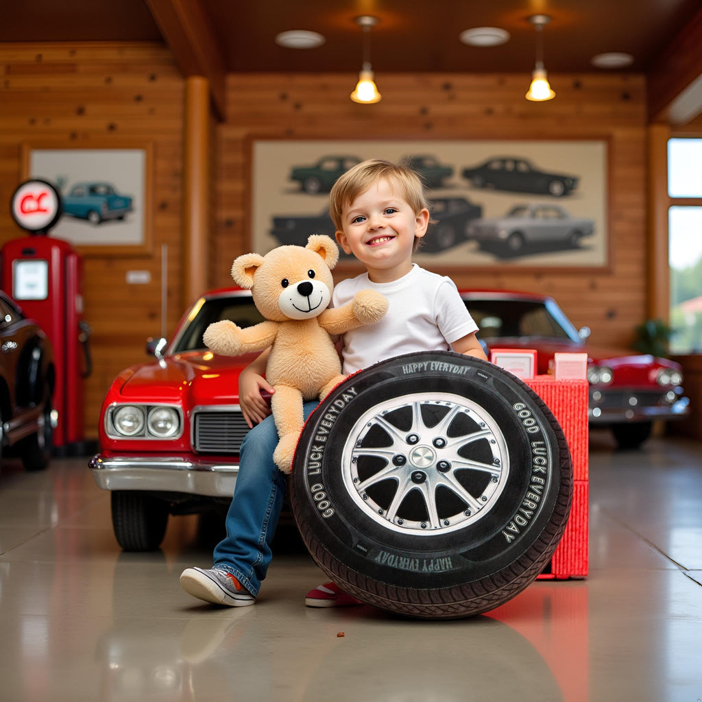 Plush Tire Shaped Throw Pillow