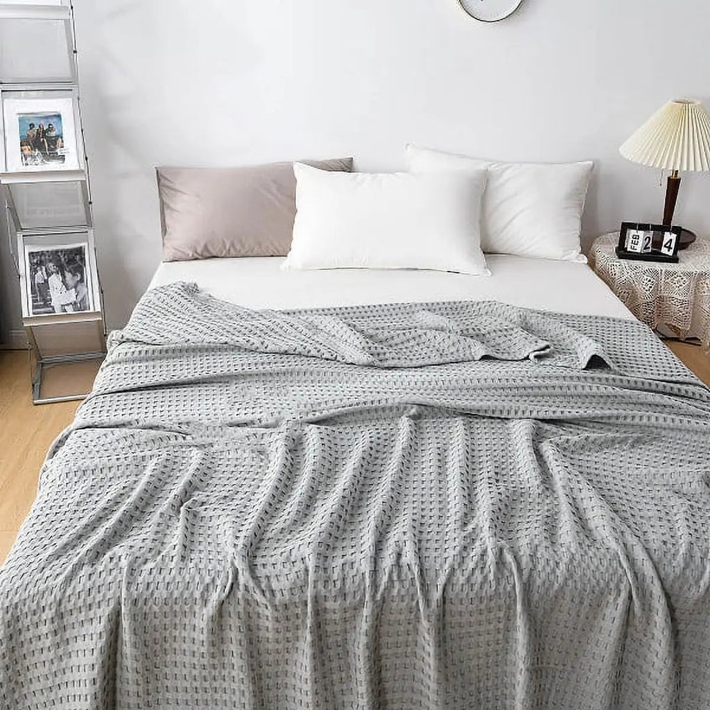 Lightweight Cotton Blanket for Summer, waffle weave moves air through the fabric