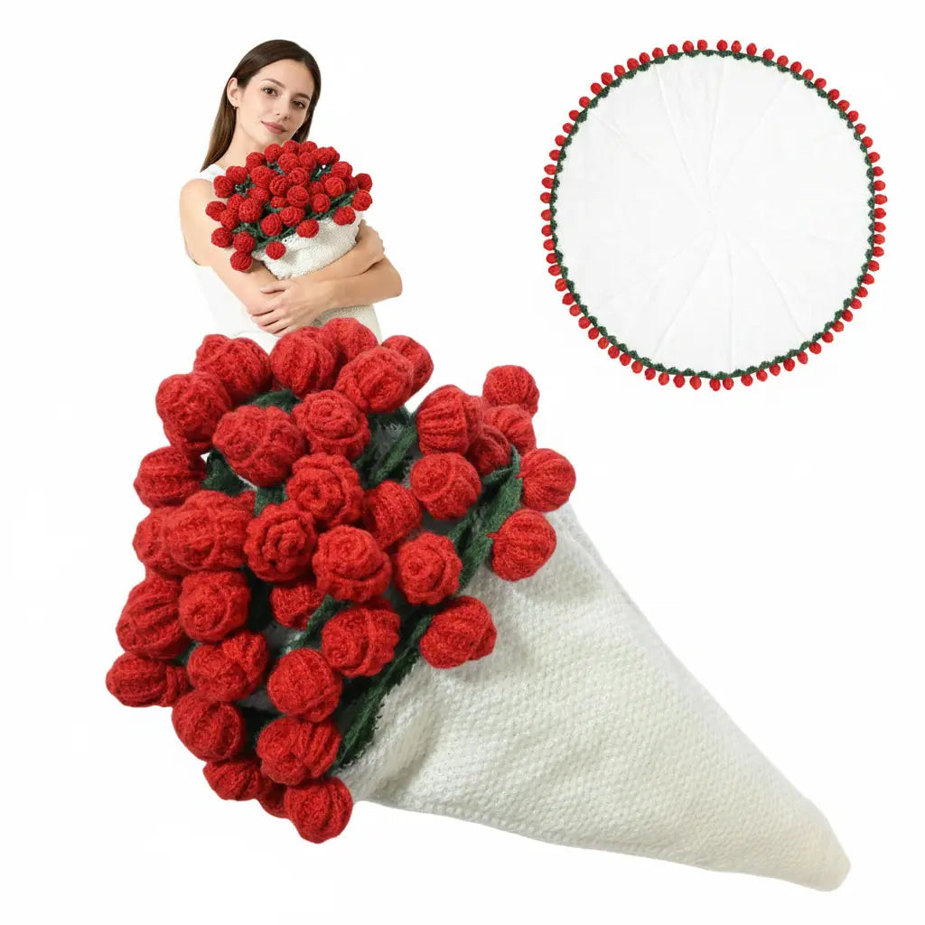 Crochet Flower Bouquet Blanket, folds into a bouquet, unfolds into a throw