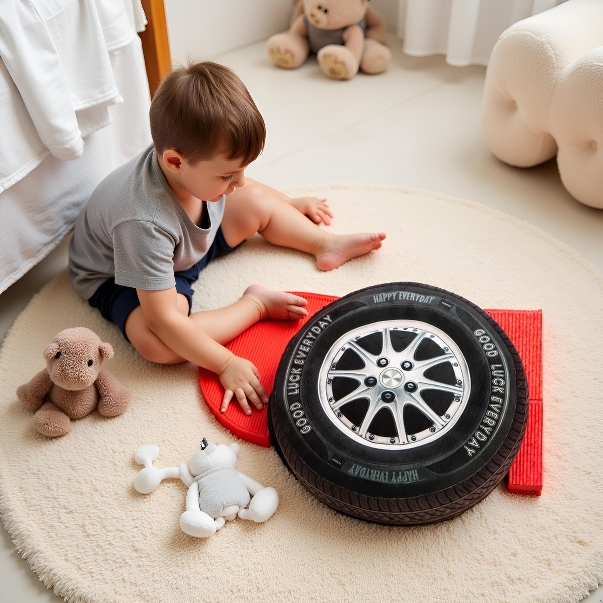 Plush Tire Shaped Throw Pillow