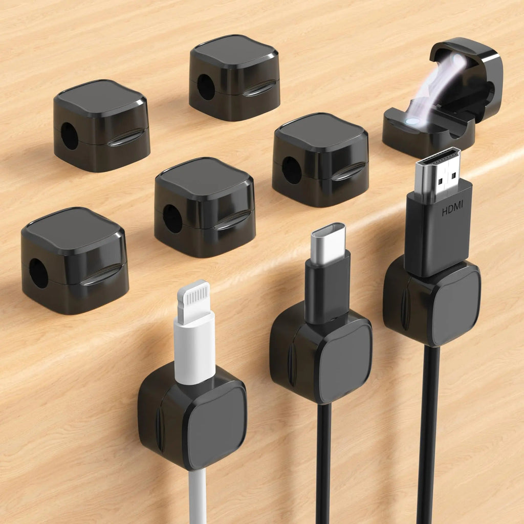 Magnetic Cable Organizer for Desk, magnetic hold, cable clicks in and out
