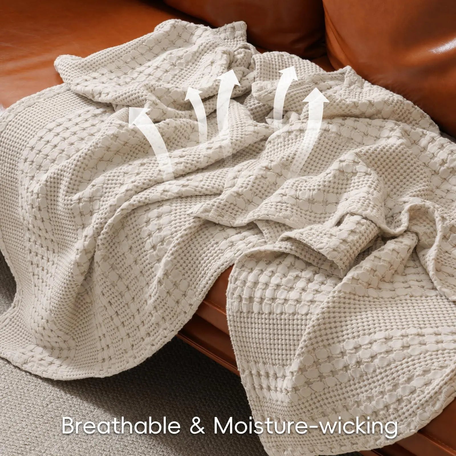 Lightweight Cotton Blanket for Summer, waffle weave moves air through the fabric